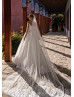 Long Sleeves Beaded Ivory Lace Tulle Exquisite Wedding Dress